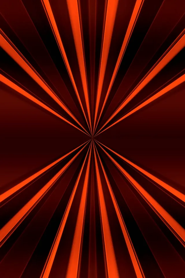 Các đường neon màu đỏ và cam phát nổ theo hướng tia từ tâm tạo hiệu ứng đường hầm vô hạn, vòng lặp VJ trừu tượng