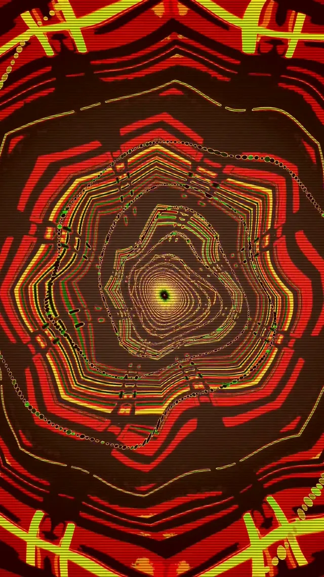 Túnel de Neó Vòrtex Octògon Espiral Vermell Verd VjLoops 9:16 Reels 60fps Estalvi de Pantalla