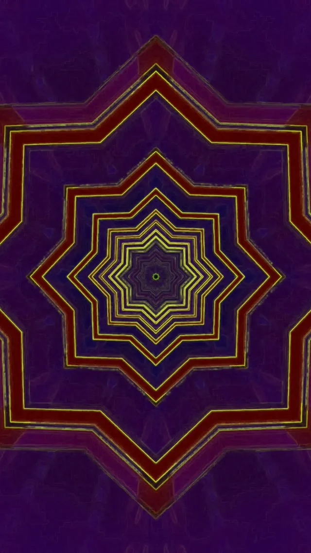 霓虹隧道8角星漩涡紫红色 9:16 Reels 60fps 屏保 VJLoops