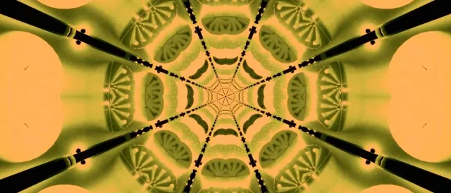 Neona Tunelis Zelta Kaleidoskops VJLoops 21:9 Ultrawide 60fps Ekrānsaudzētājs