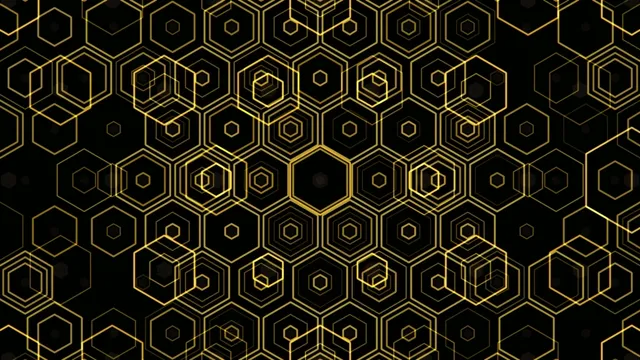Gold hexagon geometric motion background 4K ultra HD widescreen