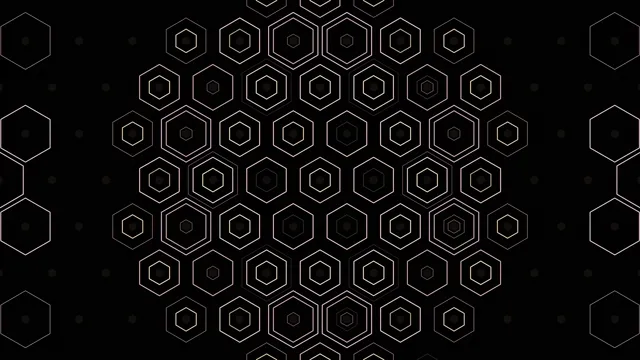 Gold Hexagon Grid Animation on Black Background 4K