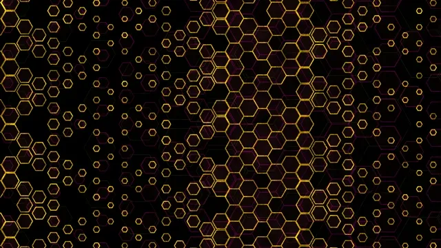 Gold Hexagon Network Animation 4K