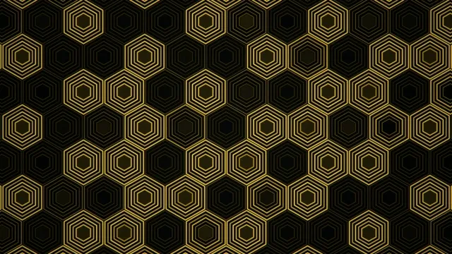 Gold Hexagon Pattern Animation on Black Background