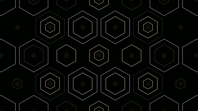 Gold Hexagon Pattern Animation on Black Background