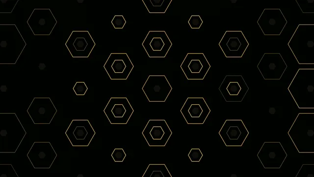 Gold Hexagon Pattern Animation on Black Background