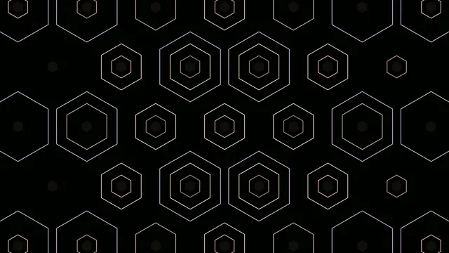 Gold Hexagon Pattern Animation on Black Background