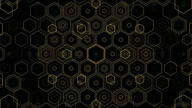 Gold Hexagon Pattern Animation on Black Background