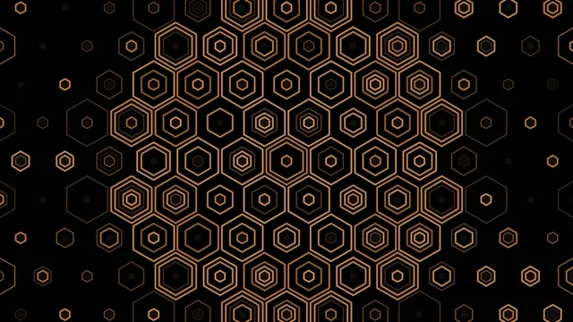 Gold Hexagon Pattern Animation on Black Background