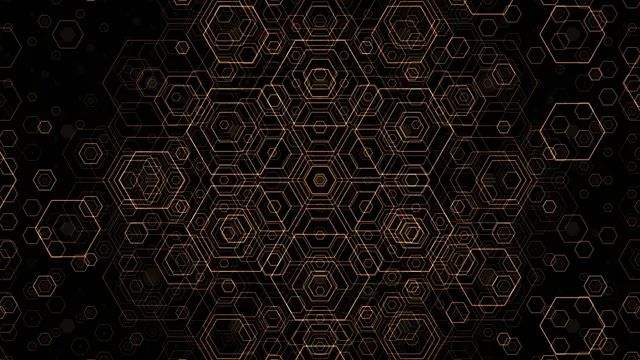 Gold Hexagon Pattern on Black Background 4K