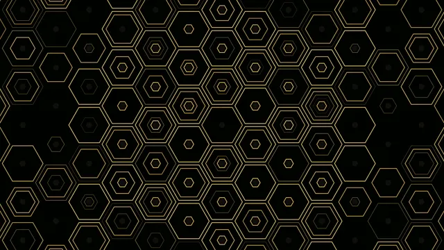 Gold Hexagon Pattern on Black Background 4K