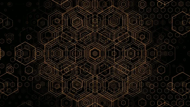 Gold Hexagon Pattern on Black Background 4K