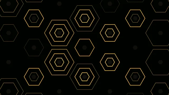 Gold Hexagon Pattern on Black Background Loop