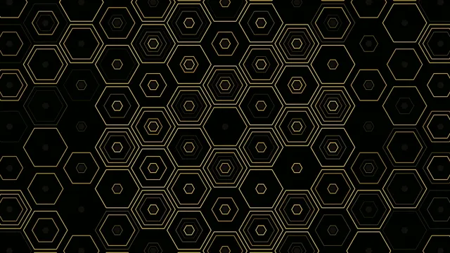 Gold Hexagonal Pattern on Black Background 4K