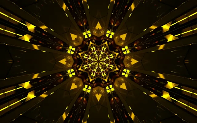 Gyllene Stjärna Kaleidoskop Neontunnel VJ Loop 16:10 Macbook 60fps Skärmsläckare