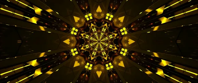 Neono Tunelis Aukso Žvaigždė Kaleidoskopas Vj Loop 2.39:1 Cinemascope 60fps Ekrano Užsklanda