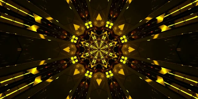 Vj loop золотая звезда калейдоскоп неоновый туннель 2:1 Univisium 60fps заставка