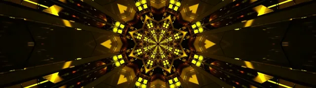 霓虹隧道金色星形萬花筒 32:9 超寬螢幕 60fps 螢幕保護程式 VJ Loop