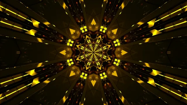 Altın Neon Tünel Kaleidoskop 4K UHD 60fps Ekran Koruyucu VJ Loop