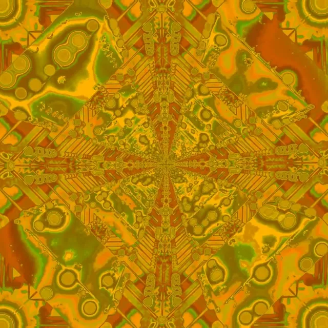 Neontunnel Gyllene Fraktal Kalejdoskop 1:1 Square 60fps Skärmsläckare VJLoops