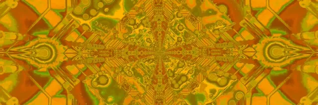 नियॉन टनल सुनहरा कैलिडोस्कोप 3:1 Triple Wide 60fps स्क्रीनसेवर VJ लूप