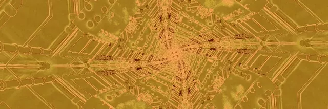 Golden Circuit Neon Tunnel Kaleidoscope VJ Loop 3:1 Triple Wide 60fps Screensaver