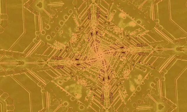 Neon Tunnel Golden Circuit Kaleidoscope Vj Loop 5:3 Wide 60fps Screensaver