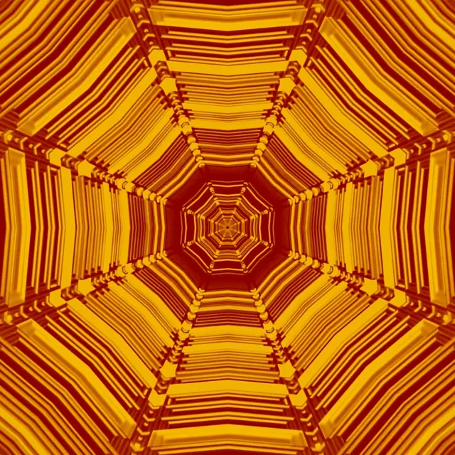 Neonový tunel Jantárový Osemuholník Vortex | 1:1 Square 60fps Šetrič obrazovky VJ Loop