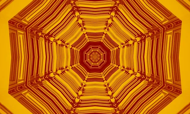 Neon Tünel Kehribar Sekizgen Vortex VJ Loop 60fps 5:3 Wide Ekran Koruyucu