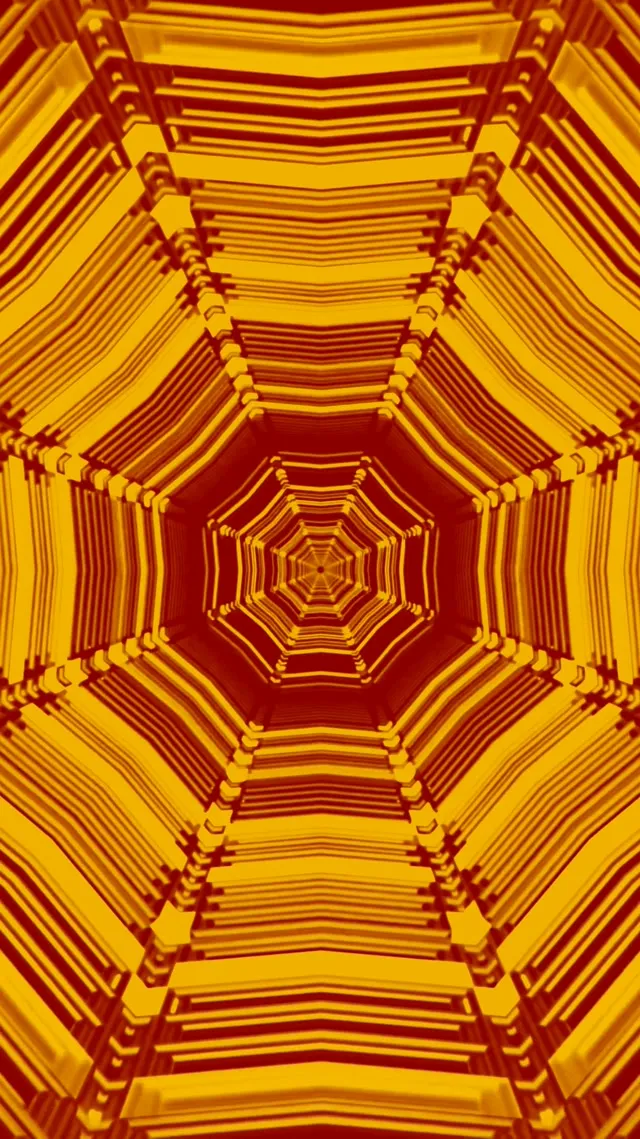 Neontunnel Bärnsten Oktagon Virvel VJ Loop 9:16 Reels 60fps Skärmsläckare