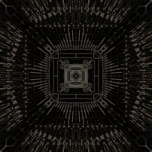 Njia ya Neon Dhahabu Circuit Grid VJ Loop 1:1 Mraba 60fps Screensaver