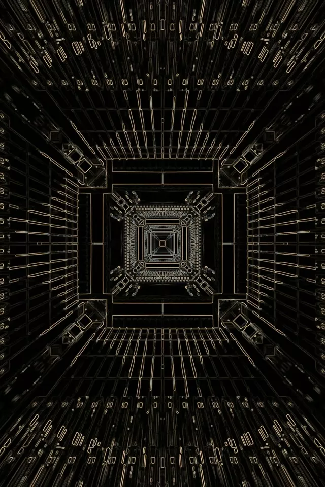 Neon Tunel Zlatno Kolo Vorteks Vj Loop 2:3 Photo Portrait 60fps Čuvar Ekrana