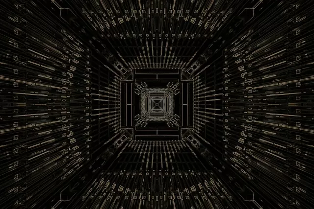 Đường hầm Neon Vàng Square Vortex VJ Loop 3:2 Surface 60fps Screensaver