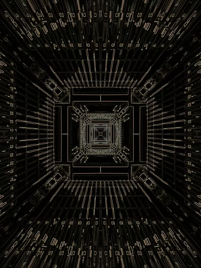 نفق النيون دائرة ذهبية شبكة VJ Loop 60fps 3:4 iPad عمودي حافظ شاشة