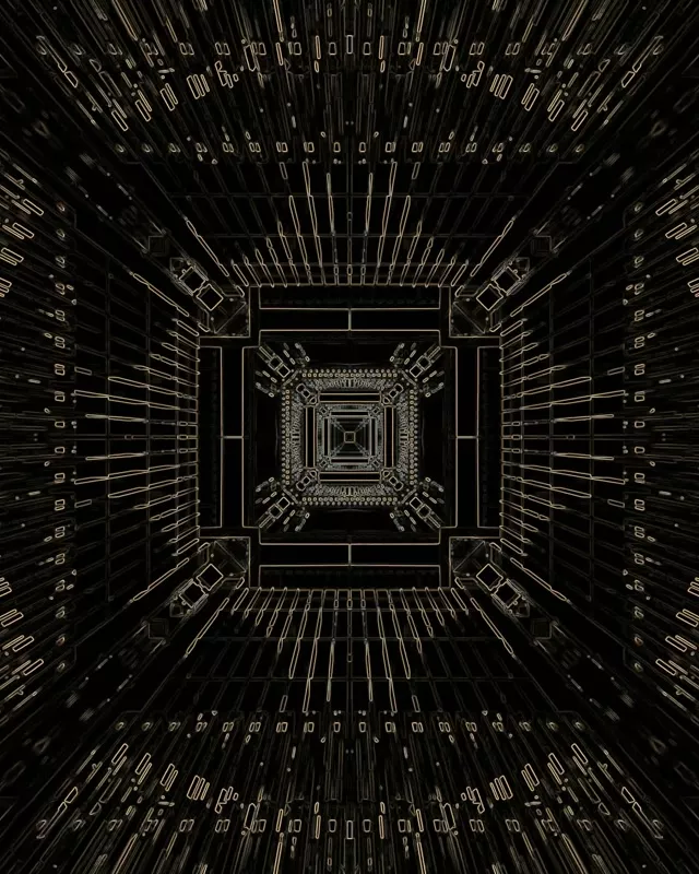 Tunel Neon Auriu Circuit Grilă VJLoops 60fps 4:5 Instagram Screensaver