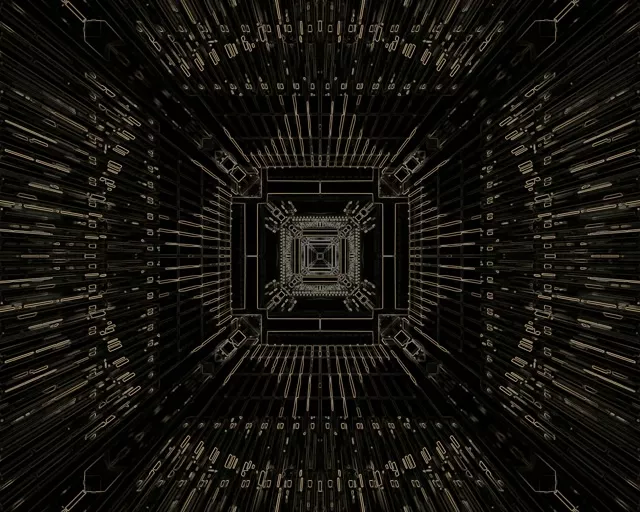 Neonin tunneli teollisuus ruudukko pyörre VJ Loop 5:4 industrial 60fps Screensaver