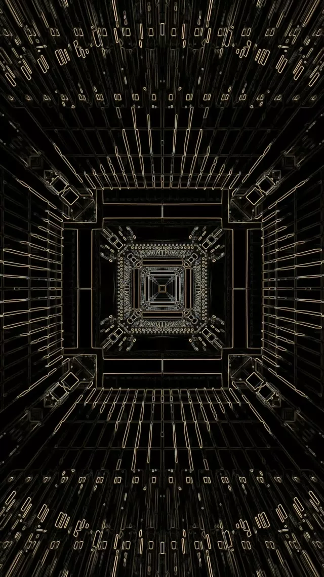 Njia ya Neon Dhahabu Circuit Grid VJ Loop 9:16 Reels 60fps Screensaver