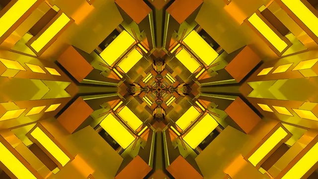 Gold Neon Tunnel Screensaver 4K Uhd 60Fps Vj Loop