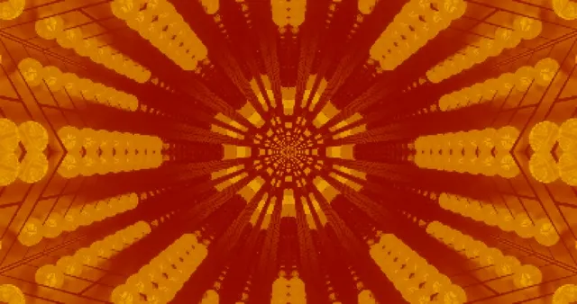 Gold Yellow Neon Tunnel | 4K VJ Loop Kaleidoscope 60fps