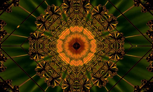 Goue Groen Fraktaal Neon Tonnel Skermbewaarder 5:3 Wyd 60fps VJ Loop