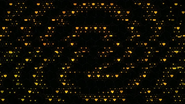 Golden hearts flowing 4K UHD widescreen motion background loop