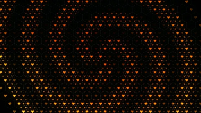 Golden Hearts Flowing Digital Animation 4K