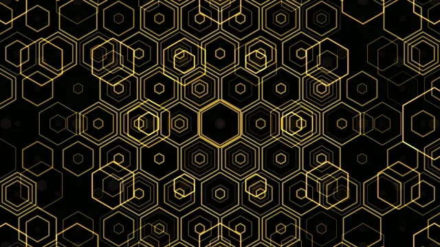 Golden Hexagon Network Animation 4K
