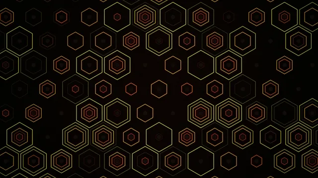 Golden Hexagon Network Animation on Black Background