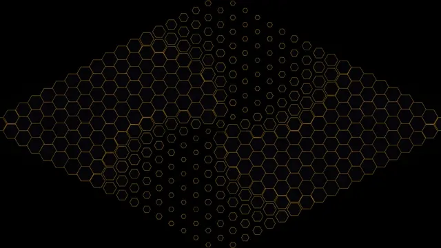 Golden Hexagon Network Animation on Black Background