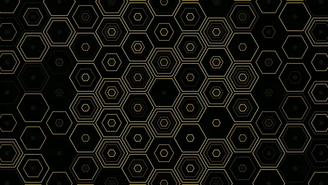 Golden Hexagon Pattern Animation on Black Background