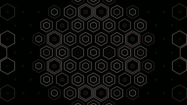 Golden Hexagon Pattern Animation on Black Background
