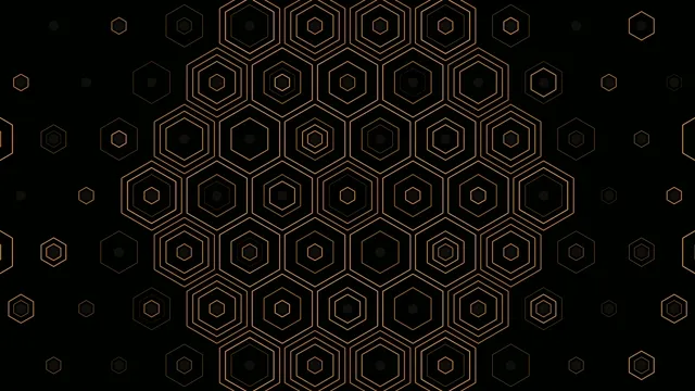 Golden Hexagon Pattern Animation on Black Background