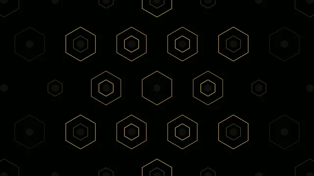 Golden Hexagons Animated Pattern on Black Background