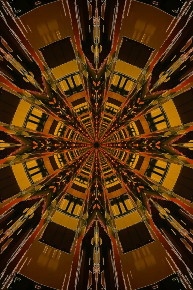 Neon Tunnel Kaleidoskoop Star Burst VJ Loop 2:3 Photo Portrait 60fps Ekraanisäästja